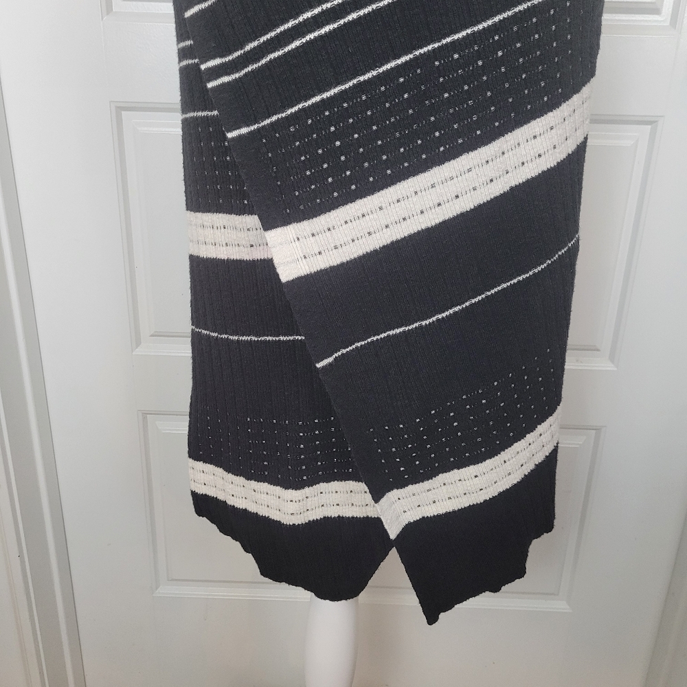 Anthropologie Moth Velda Asymmetrical Hem Striped Mock Neck Midi Dress Size S - Picture 4 of 10